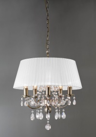 Olivia Antique Brass-White Crystal Ceiling Lights Diyas Shaded Crystal Fittings
